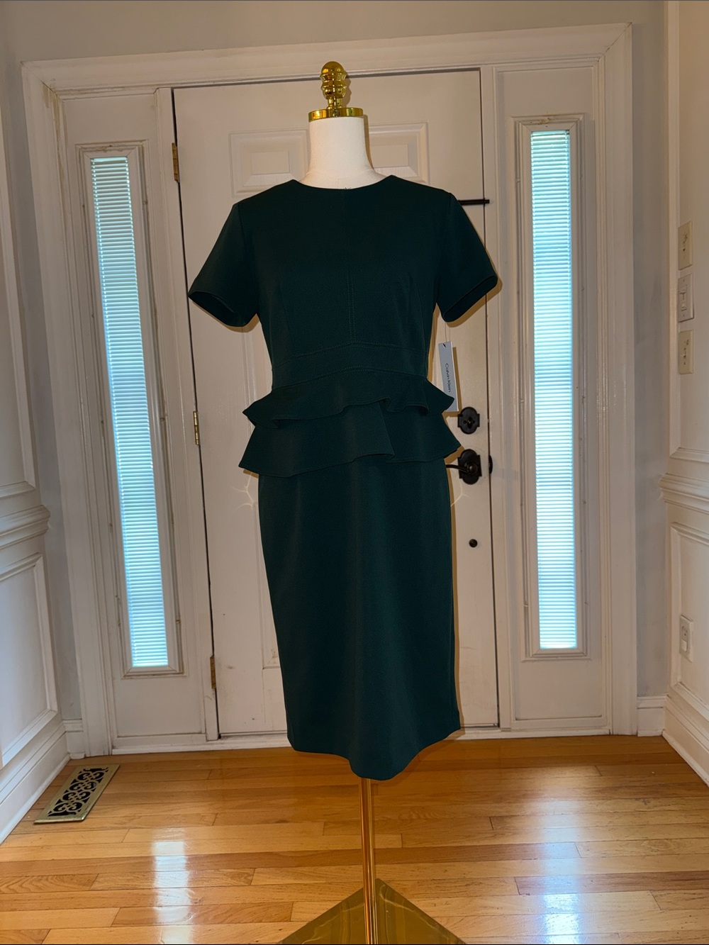 Calvin Klein Emerald Green Peplum Sheath Dress